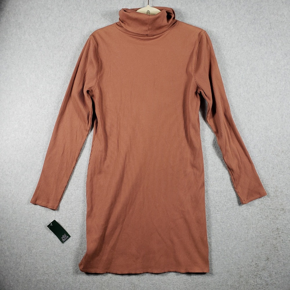 Wild Fable Ribbed Turtleneck Sweater Dress XXL Blush Brown Long Sleeve Soft Goth